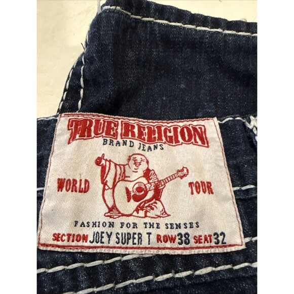 True Religion Joey Super T Jeans 38x32 Denim Distressed Fair/Good Used Condition - Picture 11 of 15